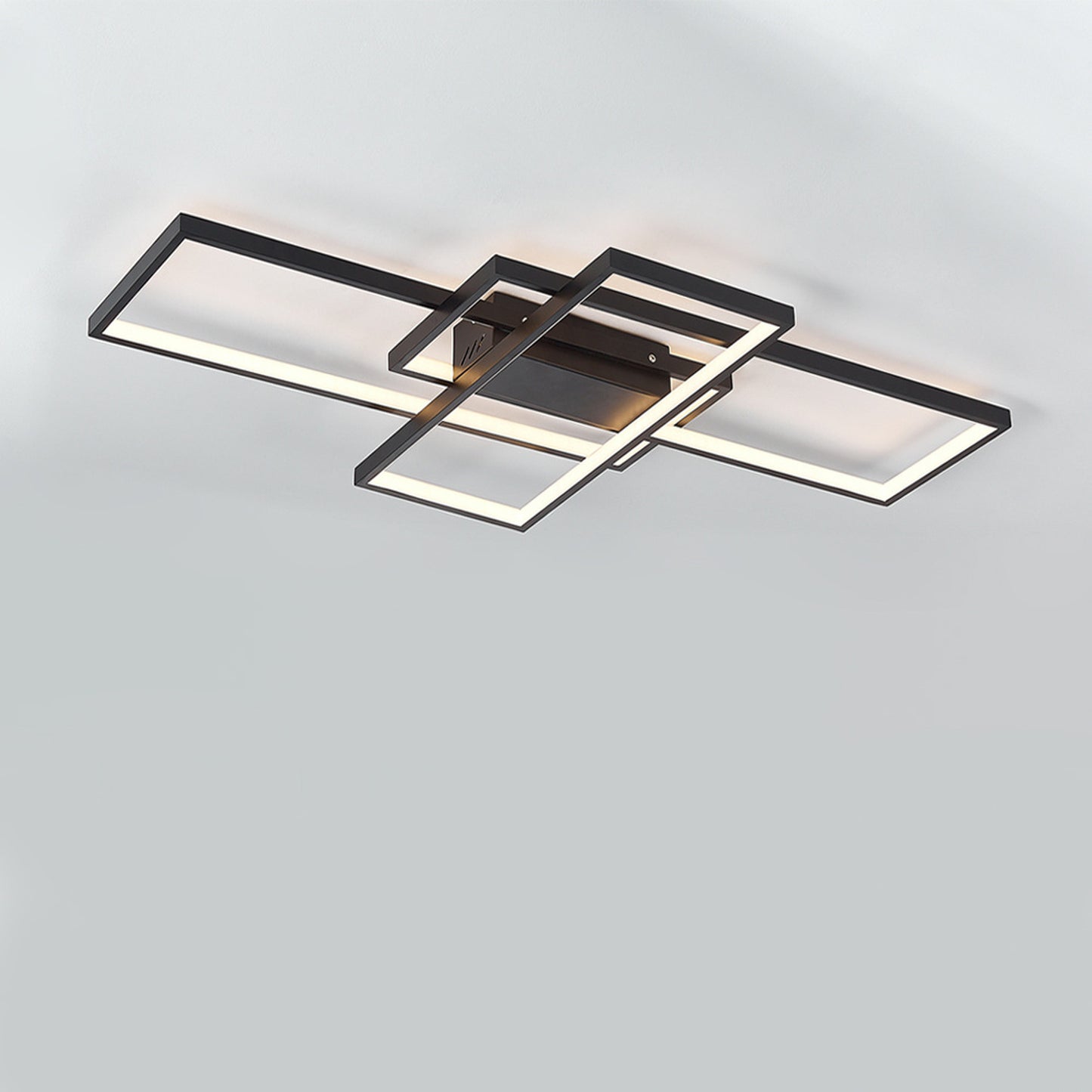 Rectangular LED Semi Flush Light - Black / 2.5kg