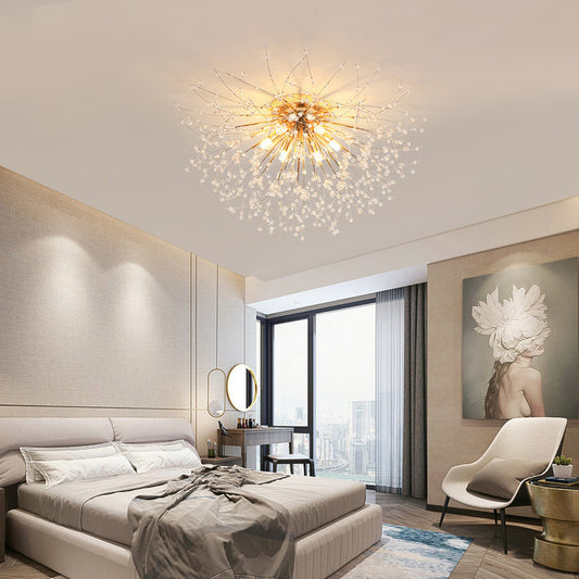 50CM Sputnik Crystal Flush Ceiling Light - Gold