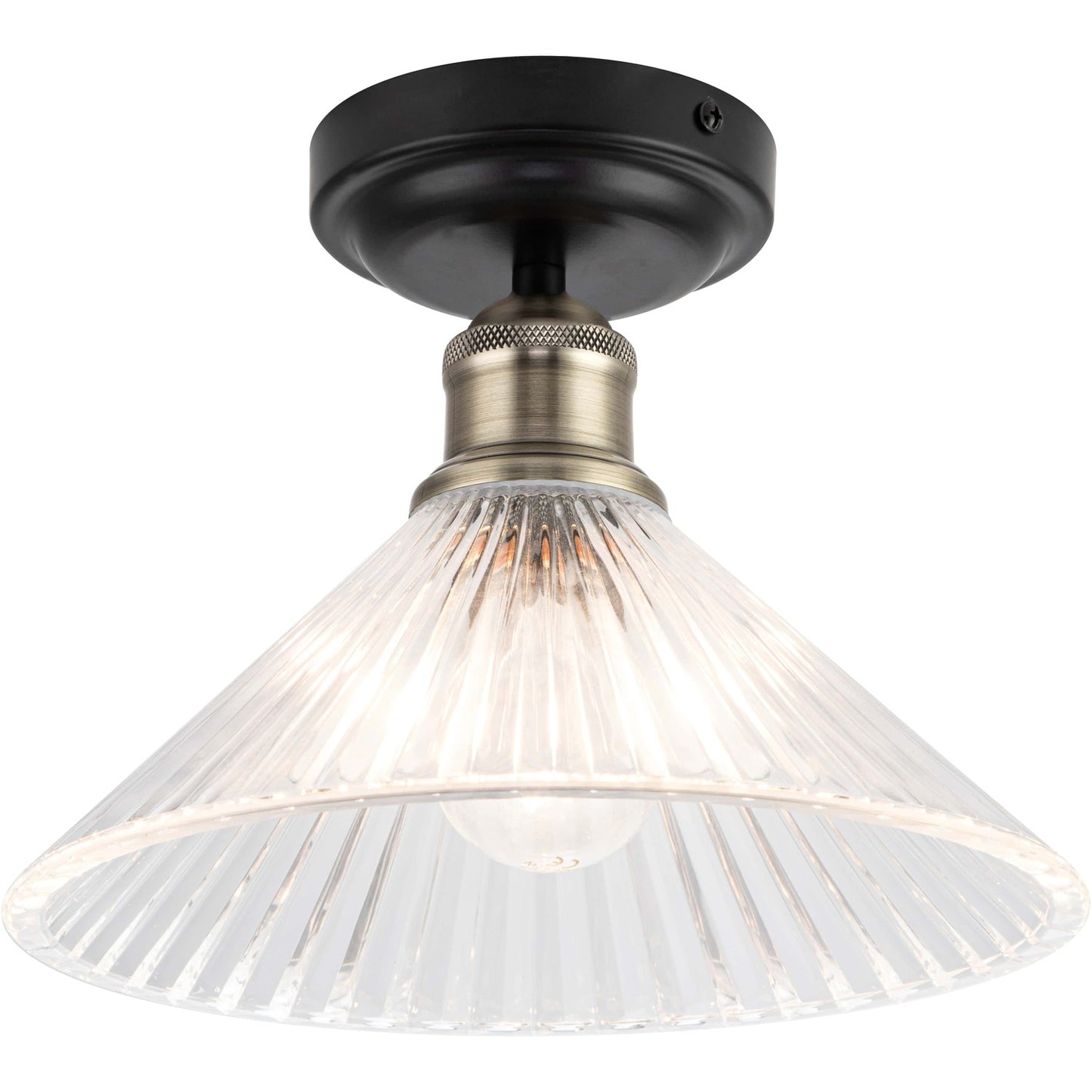 COSYLYTE Bowley Bathroom Glass Ceiling Flush Light - Matt Black