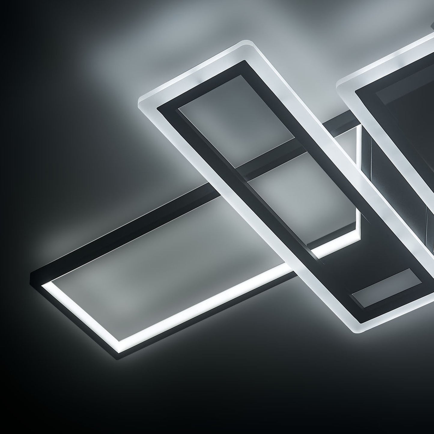 Z-Shaped Geometric Black Frame LED Ceiling Light - Cool White / 120W