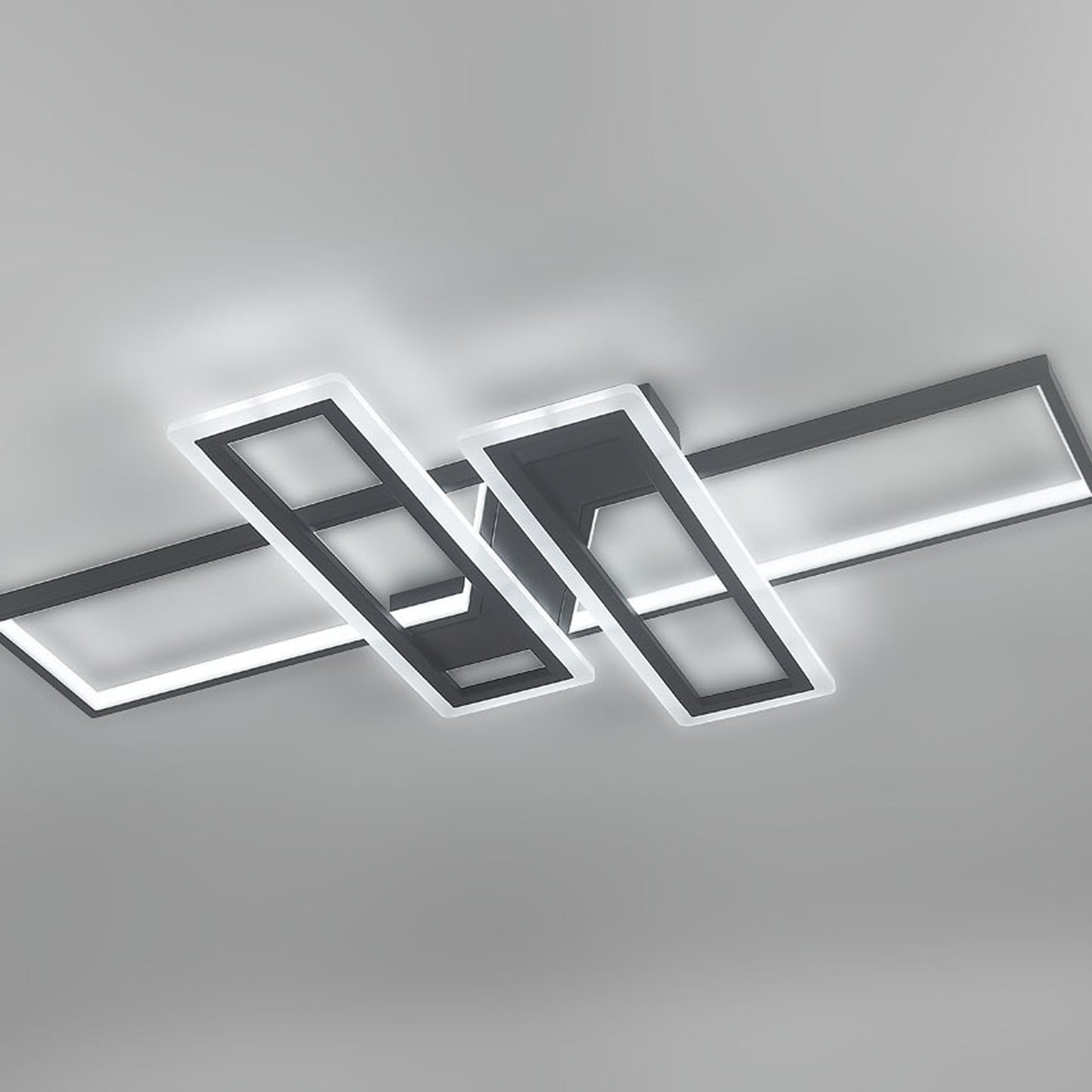 Z-Shaped Geometric Black Frame LED Ceiling Light - Cool White / 120W