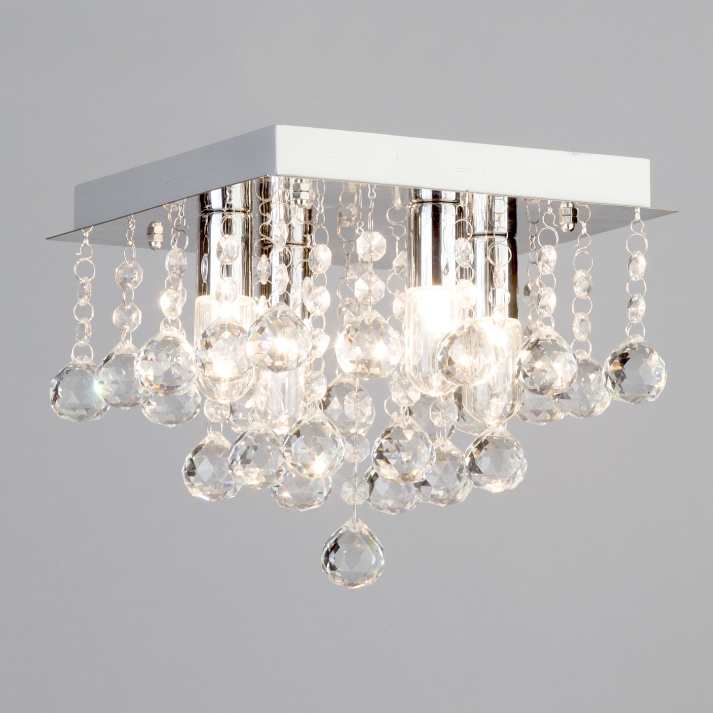 Orlando 4 Light Bathroom Square Flush Ceiling Light - Chrome