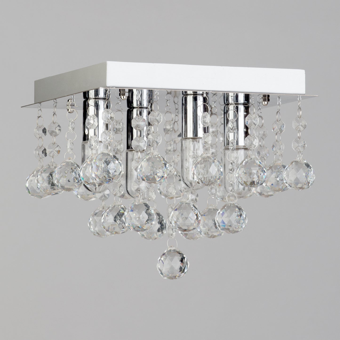 Orlando 4 Light Bathroom Square Flush Ceiling Light - Chrome