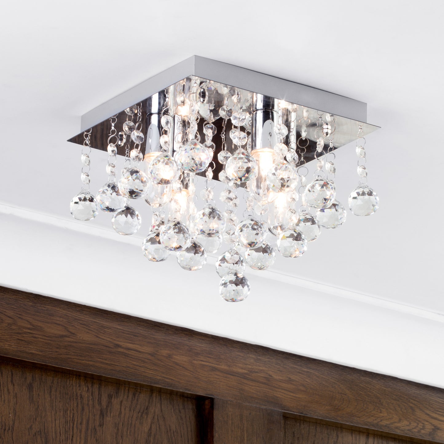 Orlando 4 Light Bathroom Square Flush Ceiling Light - Chrome