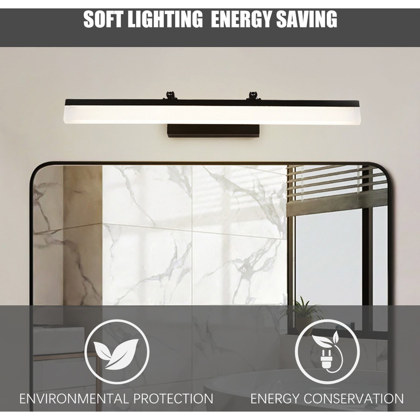 LED Vanity Lighting Wall Sconces Makeup Mirror - Black