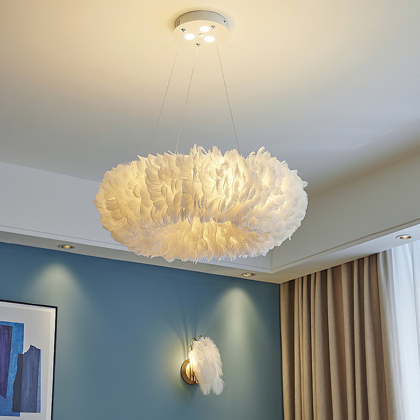 Chic Feather 6-Light Pendant Light - White