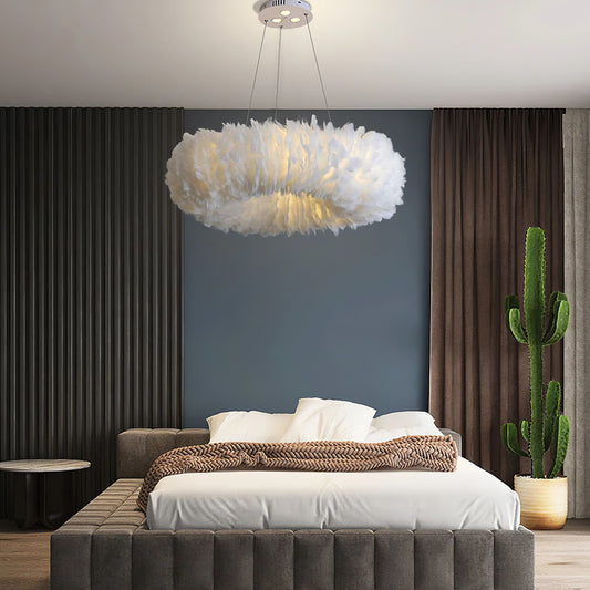 Chic Feather 6-Light Pendant Light - White