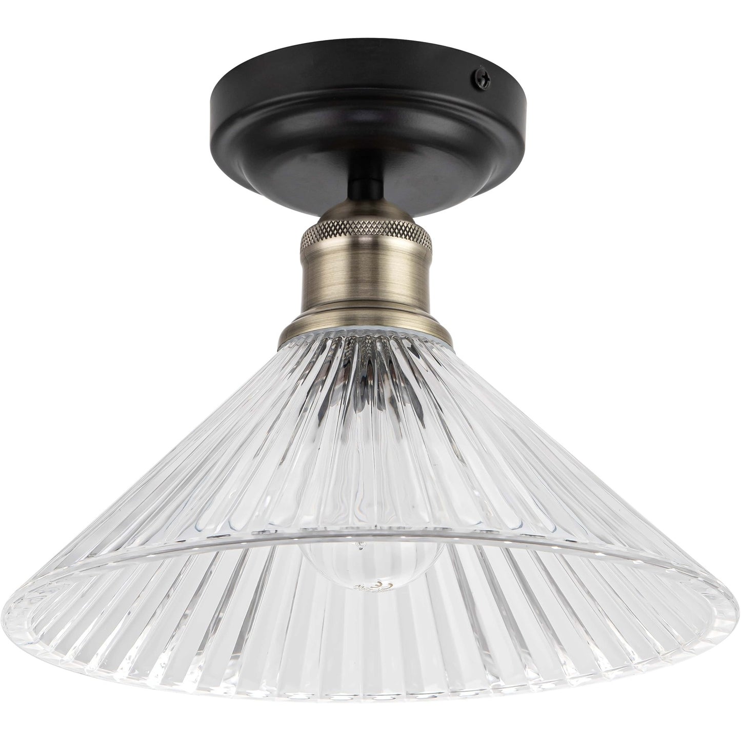 COSYLYTE Bowley Bathroom Glass Ceiling Flush Light - Matt Black